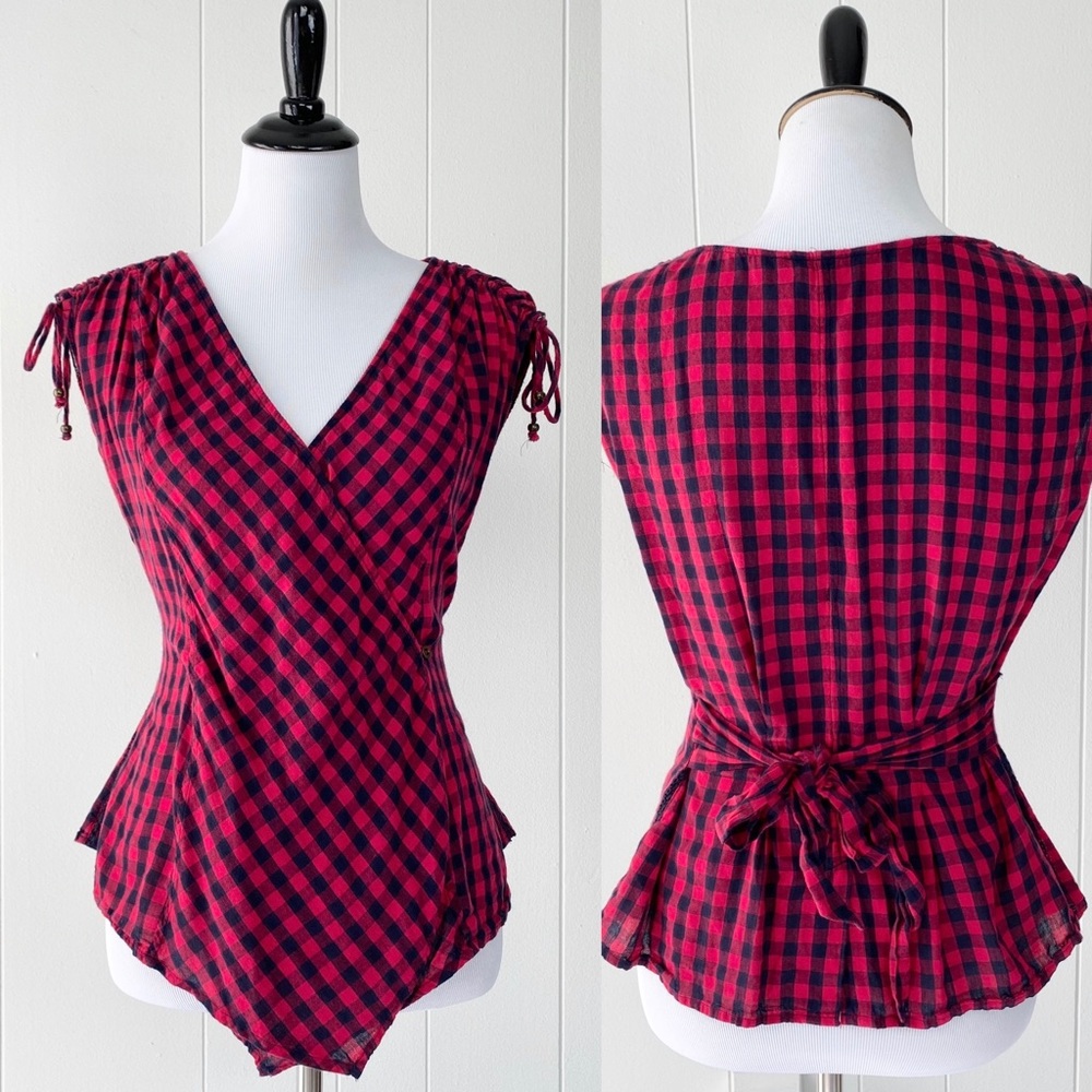 Anthropologie Holding Horses Wrapped Gingham top 4